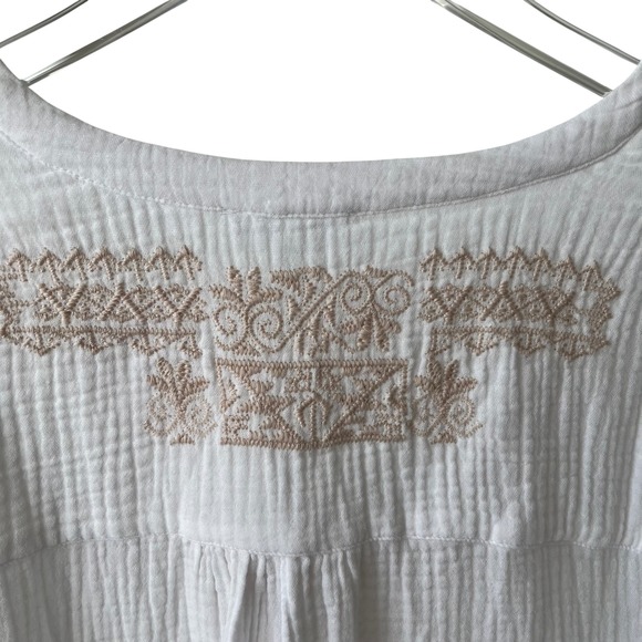 Johnny Was Calme Ghenar Gauze Ruffle Tier Mini Dress small white embroidered - Picture 13 of 15